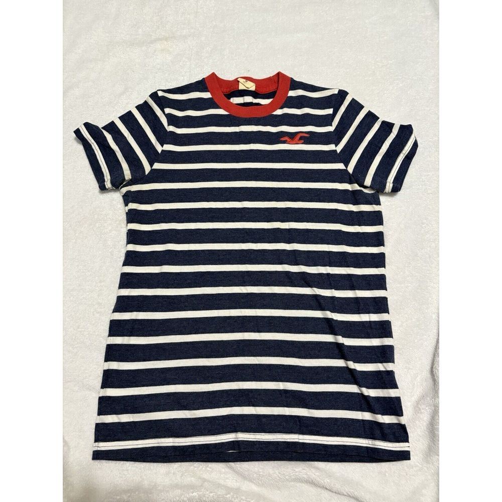 Youth Medium Hollister Tee Striped Navy‎ White Red